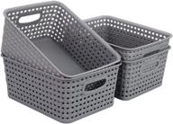 📦 convenient gray plastic storage baskets/bins, 4-pack: organize with ease! логотип