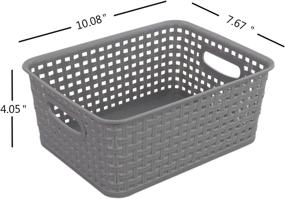 img 2 attached to 📦 Convenient Gray Plastic Storage Baskets/Bins, 4-Pack: Organize with Ease!