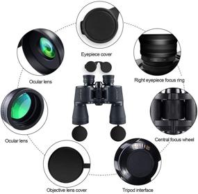 img 3 attached to High Power HD Professional Binoculars: 20x50 Roof Prism for Adults with BAK4 Prism FMC Lens - Ideal for Bird Watching, Travel, Stargazing, Hunting, Concerts, Sports - Includes Strap and Carrying Bag