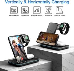 img 2 attached to 15W Fast Wireless Charging Station for iPhone 12/11/Pro/Max/XR/XS/X, Apple Watch, AirPods 🔌 Pro - Qi-Certified Dock with 3-in-1 Charger Stand and QC 3.0 Adapter Included