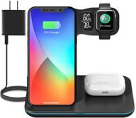 15w fast wireless charging station for iphone 12/11/pro/max/xr/xs/x, apple watch, airpods 🔌 pro - qi-certified dock with 3-in-1 charger stand and qc 3.0 adapter included logo