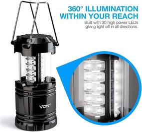 img 2 attached to Vont 2 Pack LED Camping Lantern: Super Bright Portable Survival 🔦 Lanterns for Hurricane, Emergency, Storms, Outages - Collapsible Camping Lights (Batteries Included)