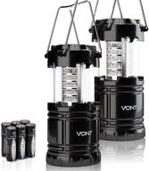 vont 2 pack led camping lantern: super bright portable survival 🔦 lanterns for hurricane, emergency, storms, outages - collapsible camping lights (batteries included) логотип