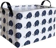 🦔 sanjiaofeng rectangular storage bins: stylish canvas laundry basket organizer with waterproof pe coating & handles for versatile home storage - ideal for clothes, toys, books, kids' gifts (hedgehogs) logo