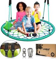 🌳 40-inch flying saucer tree swing for kids - round swingset toys for indoor and outdoor use - 700 lbs weight capacity - durable frame, waterproof yard swings set - includes 2 tree straps, 2 carabiners, and 1 swivel логотип