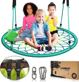 img 4 attached to 🌳 40-Inch Flying Saucer Tree Swing for Kids - Round Swingset Toys for Indoor and Outdoor Use - 700 Lbs Weight Capacity - Durable Frame, Waterproof Yard Swings Set - Includes 2 Tree Straps, 2 Carabiners, and 1 Swivel