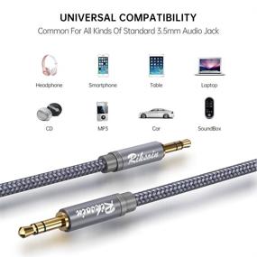 img 1 attached to 🎧 Aux Cord, RIKSOIN 3-Pack (2ft+4ft+10ft) Male to Male 3.5mm Auxiliary Audio Cable - Shielded, High-Fidelity Sound, Nylon Braided - Ideal for Car, Home Stereos, Headphones, Speakers, MP3, iPhone, iPad (Grey)