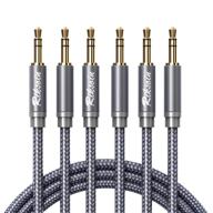 🎧 aux cord, riksoin 3-pack (2ft+4ft+10ft) male to male 3.5mm auxiliary audio cable - shielded, high-fidelity sound, nylon braided - ideal for car, home stereos, headphones, speakers, mp3, iphone, ipad (grey) logo