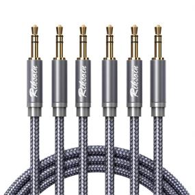 img 4 attached to 🎧 Aux Cord, RIKSOIN 3-Pack (2ft+4ft+10ft) Male to Male 3.5mm Auxiliary Audio Cable - Shielded, High-Fidelity Sound, Nylon Braided - Ideal for Car, Home Stereos, Headphones, Speakers, MP3, iPhone, iPad (Grey)