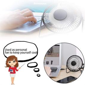 img 2 attached to Portable USB Metal Desk Fan - Silent 4 Inch Mini Cooling Fan for Laptop, PC, and Desk - 360 Degree Rotation