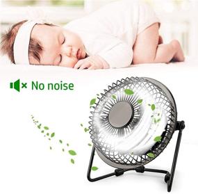 img 1 attached to Portable USB Metal Desk Fan - Silent 4 Inch Mini Cooling Fan for Laptop, PC, and Desk - 360 Degree Rotation