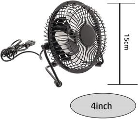 img 3 attached to Portable USB Metal Desk Fan - Silent 4 Inch Mini Cooling Fan for Laptop, PC, and Desk - 360 Degree Rotation