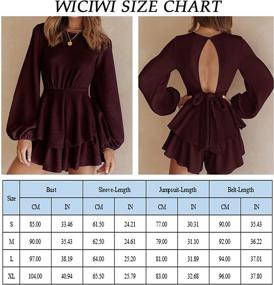 img 1 attached to 👗 WICIWI Women's Long Lantern Sleeve Ruffle Jumpsuit - Stylish Casual Romper with Elastic Waist Tie