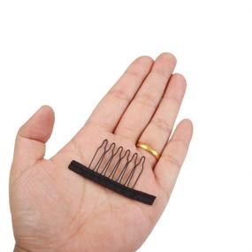 img 1 attached to 60 Pcs Large Stainless Steel Wig Combs in Black - Ideal for Crafting Wigs, Metal Wig Clips for Wig Caps, DIY Tools