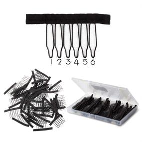 img 4 attached to 60 Pcs Large Stainless Steel Wig Combs in Black - Ideal for Crafting Wigs, Metal Wig Clips for Wig Caps, DIY Tools