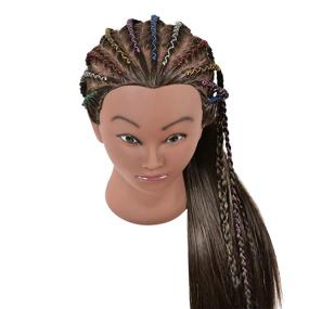 img 2 attached to 🔥 FUTAI 30-inch Mannequin Head with 22% Human Hair, Cosmetology Makeup Manikin Doll Heads for Display and Practice: Braiding, Styling, Training, Curling, Cutting. Includes Stand.