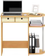 furinno eco-friendly laptop notebook computer desk/table, 2 bin drawers, beech/ivory/white логотип