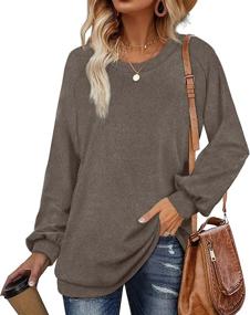 img 4 attached to 👚 Stylish OFEEFAN Sweatshirt: Long Lantern Sleeve Crewneck Tunic Tops for Women, Perfect With Leggings