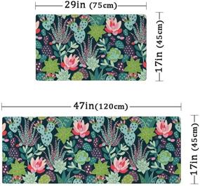 img 2 attached to 🌵 QIYI Green Succulent Kitchen Rugs Sets - Waterproof, Non Skid, Anti Fatigue, Multicolor Cactus Flowers Design - 2 Piece Floor Comfort Mats - 17" W x 29" L + 17" W x 47" L