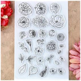 img 1 attached to Creative Card Making: Exquisite Flowers Leaves Clear Stamps for DIY Scrapbooking and Decorations