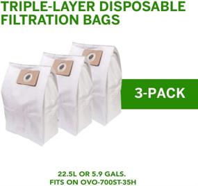 img 2 attached to 🧹 OVO Central Vacuum Triple Layer Disposable Filtration Bags, 22.5L/ 5.81 Gal. for OVO-700ST-35H, 22.5 L, White by Nadair