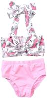 2-piece baby girls halter bowknot tube top 👶 with floral short bottoms - bikini bathing suit swimwear set logo