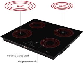 img 3 attached to Варочная поверхность-индукционная плита NOXTON с встроенной 4-мя конфорками индукционной кухонной плиты с сенсорным управлением, блокировкой для детей по таймеру 6400Вт 220-240В - черное стекло, легко чистится, поддерживает подключение провода.