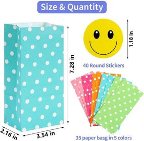 img 3 attached to 🎁 35pcs Kraft Paper Party Favor Bags with Stickers - 5 Colors Goodies Bags for Birthday, Baby Shower, Wedding and More - Small Gift Bags - 3.54 x 2.16 x 7.28 Inches