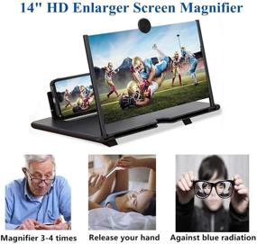 img 3 attached to Увеличитель экрана для телефона 14 дюймов: 3D HD мобильный экран Энларджер для фильмов, видео и игр - складная подставка для мобильного телефона с экраном увеличителем - поддерживает все смартфоны (черный)