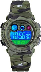 img 3 attached to CakCity Kids Watches: Waterproof Digital Sport Watches for Boys and Girls 🕒 with Alarm, Stopwatch, and Military Style – Designed for Outdoor Adventures, Ages 5-10