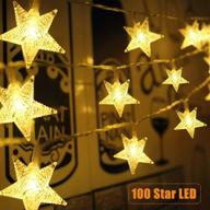 🌟 magical star string lights: 100 led 33 ft plug-in fairy twinkle lights for bedroom, waterproof & extendable for indoor/outdoor wedding, christmas, new year, and garden decoration - warm white logo