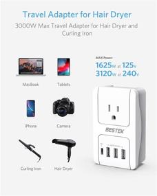 img 2 attached to 🌍 TOP-RATED BESTEK International Travel Adapter: 3000W Universal for Hair Dryer & Curling Iron, USB C PD Travel Charger with Worldwide Wall Plugs - US, UK, AU, EU, Asia. PD 3.0 Compatibility!