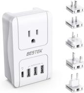 🌍 top-rated bestek international travel adapter: 3000w universal for hair dryer & curling iron, usb c pd travel charger with worldwide wall plugs - us, uk, au, eu, asia. pd 3.0 compatibility! logo