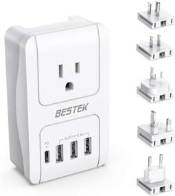 img 4 attached to 🌍 TOP-RATED BESTEK International Travel Adapter: 3000W Universal for Hair Dryer & Curling Iron, USB C PD Travel Charger with Worldwide Wall Plugs - US, UK, AU, EU, Asia. PD 3.0 Compatibility!