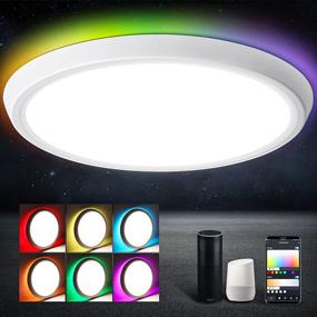 img 4 attached to 🔆 Oeegoo 12 Inch WiFi RGB Smart Ceiling Light Fixture - Slim LED Flush Mount, Dimmable 35W Low Profile Ceiling Lights for Bedroom and Living Room, Compatible with Alexa and Google Home for Enhanced Lighting