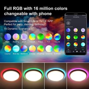 img 2 attached to 🔆 Oeegoo 12 Inch WiFi RGB Smart Ceiling Light Fixture - Slim LED Flush Mount, Dimmable 35W Low Profile Ceiling Lights for Bedroom and Living Room, Compatible with Alexa and Google Home for Enhanced Lighting