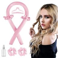 non-heat hair curlers for long hair - diy heatless hair styling tool with soft rubber hair rollers, curling ribbon for natural hair – curling rods, hair loops, hair clips, spray bottle (pink) нетепловые завивки для длинных волос - инструмент для создания причёски без использования тепла с мягкими резиновыми роликами для волос, завивочной лентой для натуральных волос – завивочные прутья, петли для волос, заколки, распылитель (розовый) логотип