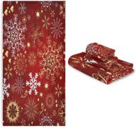 🎄 vdsrup christmas snowflakes towels set of 3 – red & gold winter snowflake hand towel, bath towel, washcloth – soft thin face guest towel – kitchen tea dish towels – bathroom decorations & housewarming gifts logo