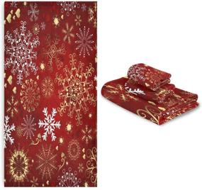 img 4 attached to 🎄 Vdsrup Christmas Snowflakes Towels Set of 3 – Red & Gold Winter Snowflake Hand Towel, Bath Towel, Washcloth – Soft Thin Face Guest Towel – Kitchen Tea Dish Towels – Bathroom Decorations & Housewarming Gifts