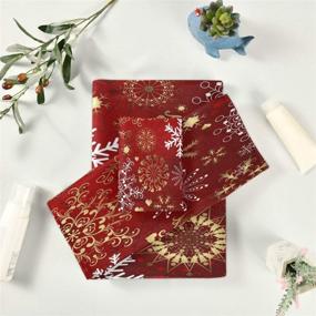 img 1 attached to 🎄 Vdsrup Christmas Snowflakes Towels Set of 3 – Red & Gold Winter Snowflake Hand Towel, Bath Towel, Washcloth – Soft Thin Face Guest Towel – Kitchen Tea Dish Towels – Bathroom Decorations & Housewarming Gifts