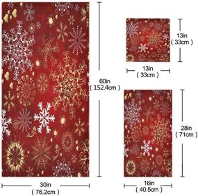 img 3 attached to 🎄 Vdsrup Christmas Snowflakes Towels Set of 3 – Red & Gold Winter Snowflake Hand Towel, Bath Towel, Washcloth – Soft Thin Face Guest Towel – Kitchen Tea Dish Towels – Bathroom Decorations & Housewarming Gifts