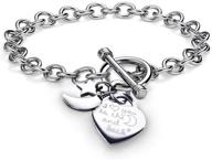 charms bracelet heart toggle stainless logo