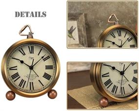 img 1 attached to ⏰ JUSTUP Golden Table Clock: Retro Vintage Non-Ticking Desk Alarm Clock for Bedroom Living Room Decoration (Roman)