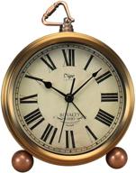 ⏰ justup golden table clock: retro vintage non-ticking desk alarm clock for bedroom living room decoration (roman) logo