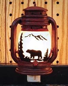 img 1 attached to 6-inch Bear Scene Electric Night Light Lantern