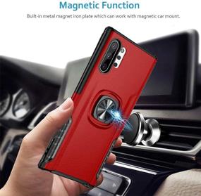 img 3 attached to 📱 WATACHE Galaxy Note 10+ Plus/Pro/5G Case - Stylish Dual Layer Hard PC Back Case with 360 Degree Rotation Finger Ring Grip Kickstand - Magnetic Car Mount - Red - Optimized for Galaxy Note 10+ Plus