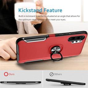 img 2 attached to 📱 WATACHE Galaxy Note 10+ Plus/Pro/5G Case - Stylish Dual Layer Hard PC Back Case with 360 Degree Rotation Finger Ring Grip Kickstand - Magnetic Car Mount - Red - Optimized for Galaxy Note 10+ Plus