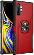 📱 watache galaxy note 10+ plus/pro/5g case - stylish dual layer hard pc back case with 360 degree rotation finger ring grip kickstand - magnetic car mount - red - optimized for galaxy note 10+ plus logo