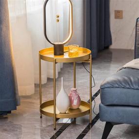 img 2 attached to 🌟 Enhance Your Space with the Pokpek Gold Side Table: Versatile 2-Tier Metal Round End Table with Removable Tray for Indoor/Outdoor Use - Perfect as a Circle Bedroom Nightstand, Boho Coffee Table, and Folding Sofa Side Table in the Living Room!