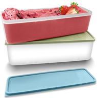 ice cream storage containers: set of 🍦 2 homemade 1.4 quarts freezer-safe containers (green, blue) логотип